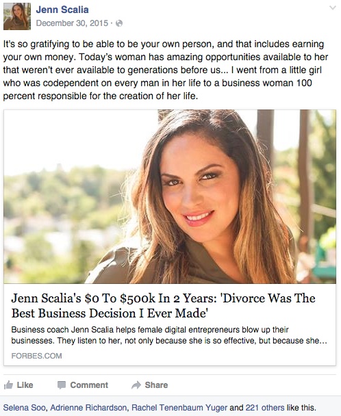 Visibility expert Jenn Scalia made sure fans knew about her interview on Forbes.