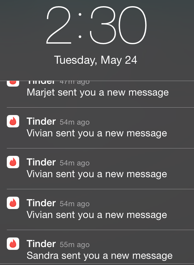 Tinder notifications - not a good habit for success