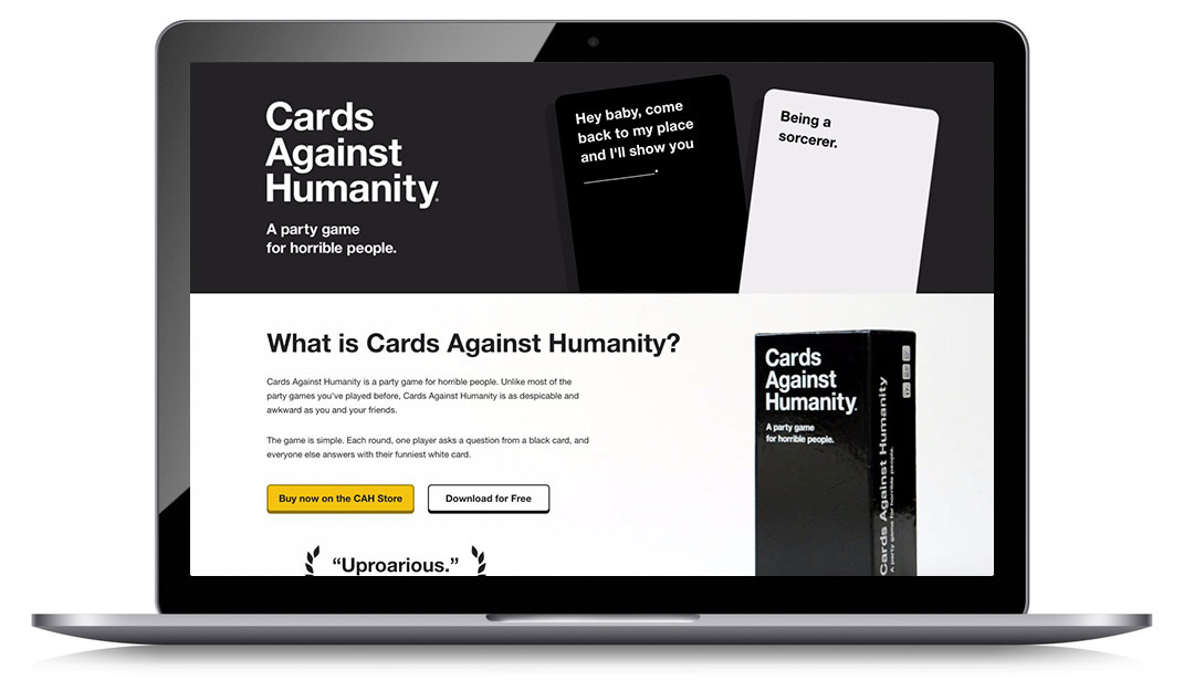 Unique business ideas worth millions - Cards Against Humanity website