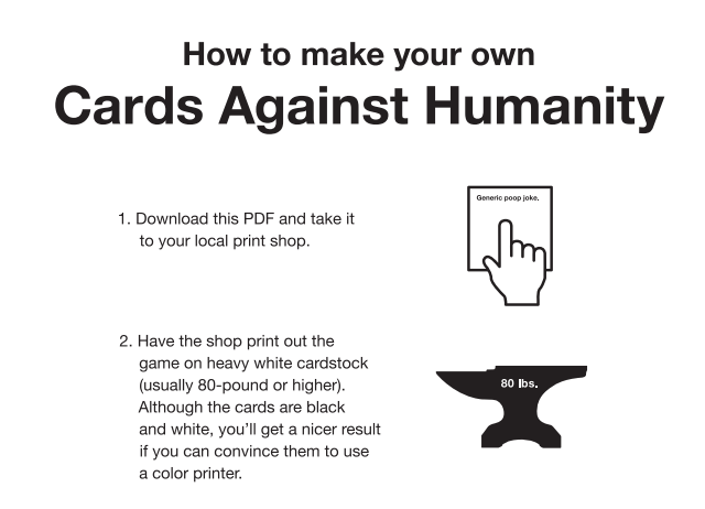 Unique business ideas worth millions - Make your own Cards Against Humanity