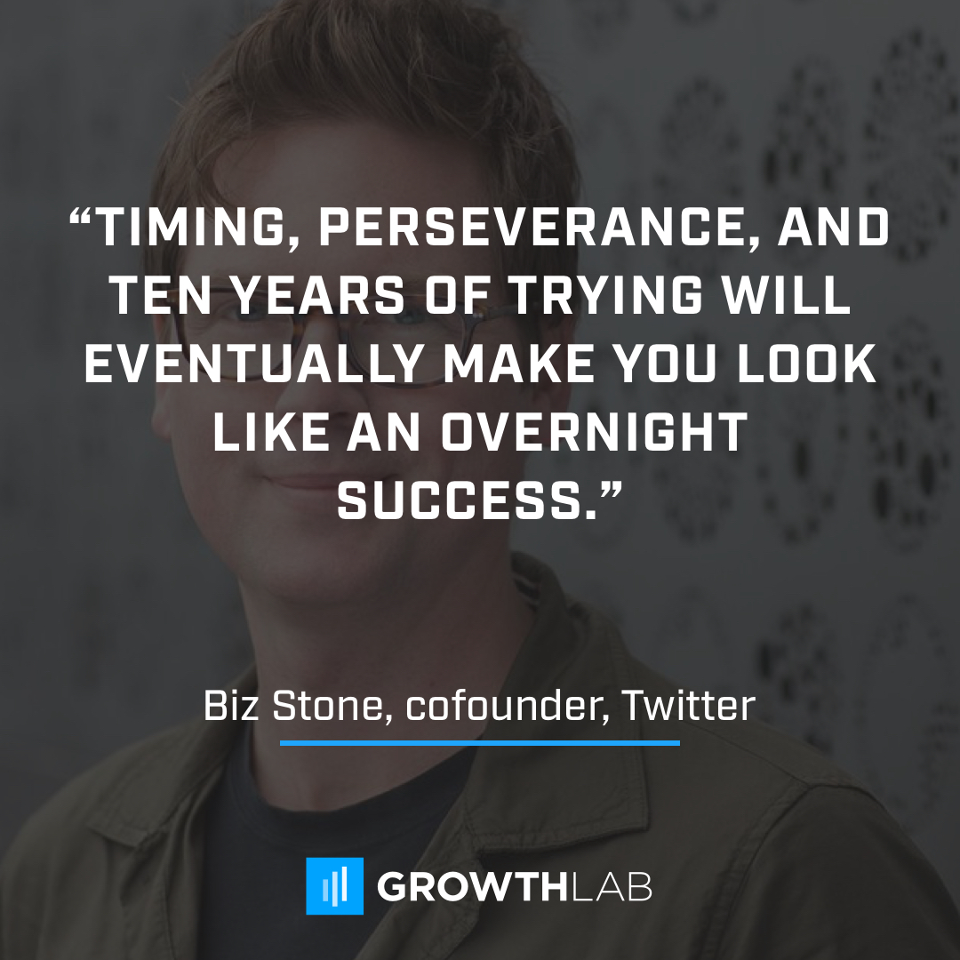 Timing, perseverance, and ten years of trying will eventually make you look like an overnight success.