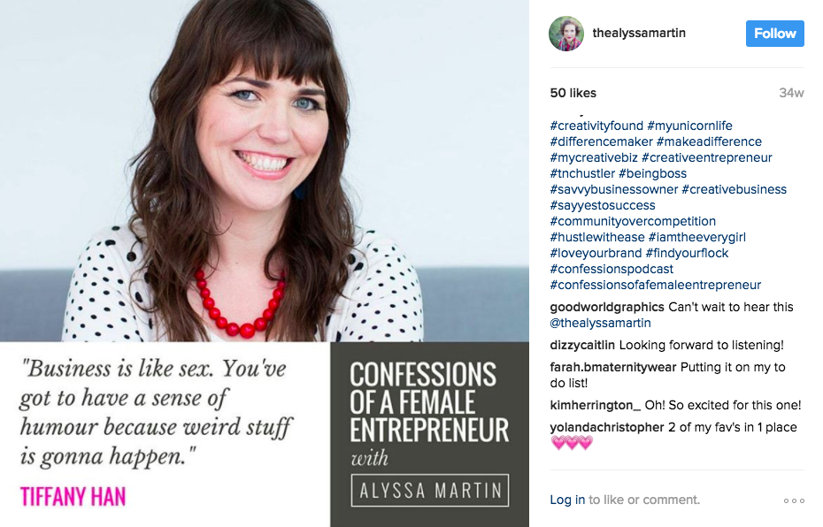 Copywrite coach Alyssa Martin uses Instagram marketing to promote her weekly podcast