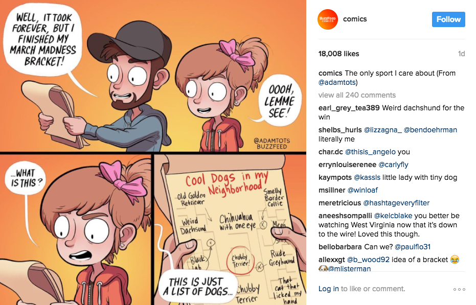 BuzzFeed does Instagram marketing with fun comics