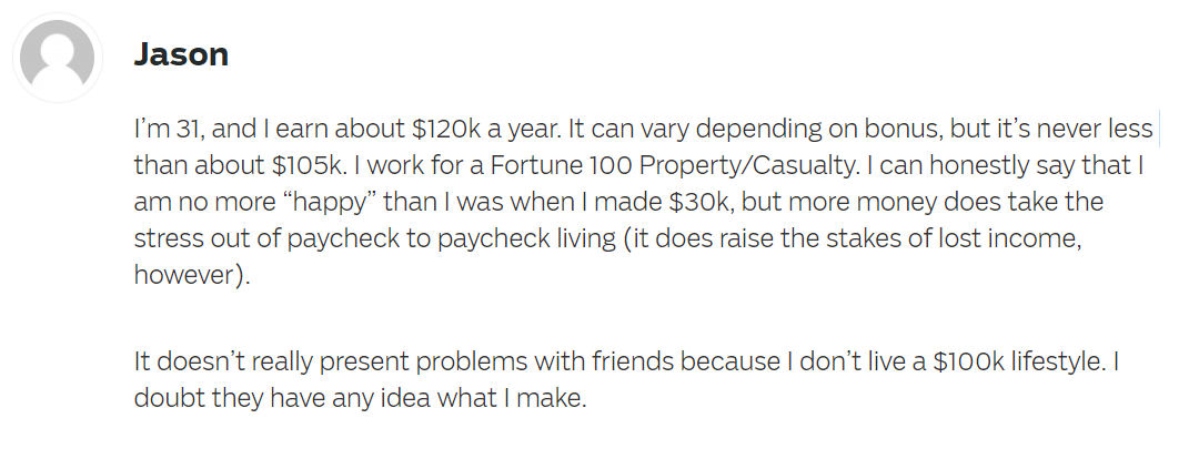 It’s no more “happier” than when you earn less